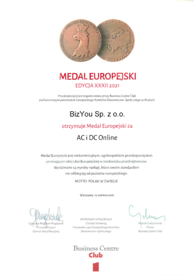 Medal Eupropejski AC i DC Online e1628508292351