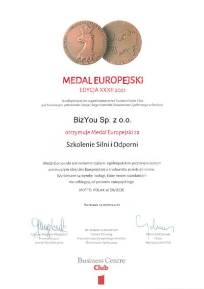 Medal Eupropejski Szkolenie Silni i Odporni